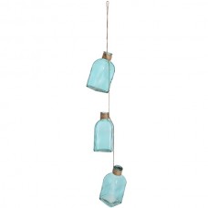 Hanging Three Green Glass Bottle ornament Hanging Three Green Glass Bottle ornament